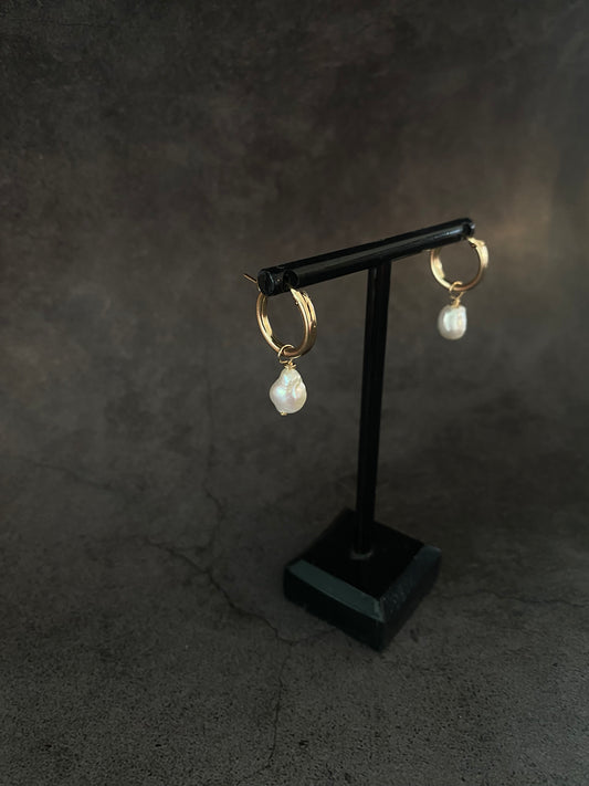 Small Pearl Hoop Earrings