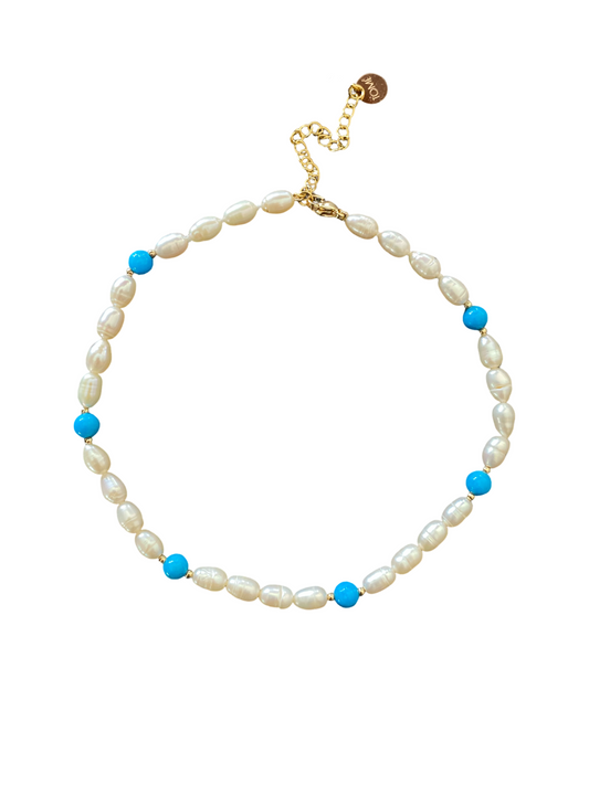 Turquoise & Pearls Necklace