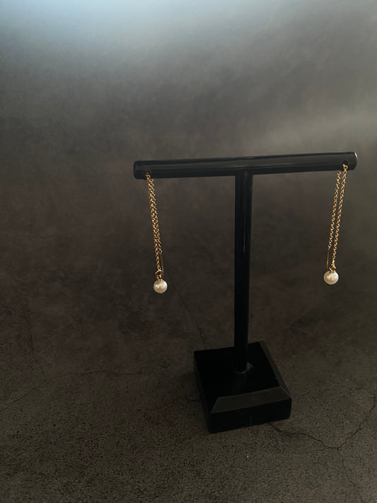 Cable Chain Pearl Earrings
