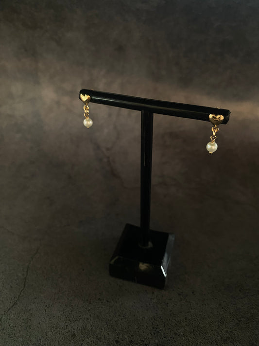 Tiny Heart Pearl Earrings