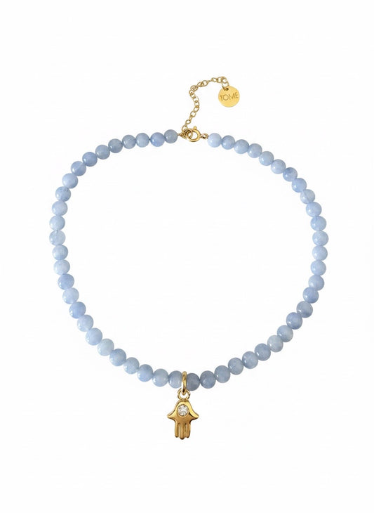 Hamsa Aquamarine Necklace