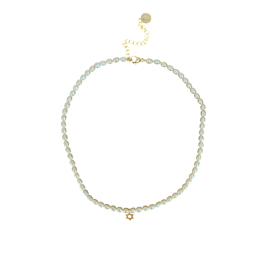 Star of David Pink Pearls Necklace