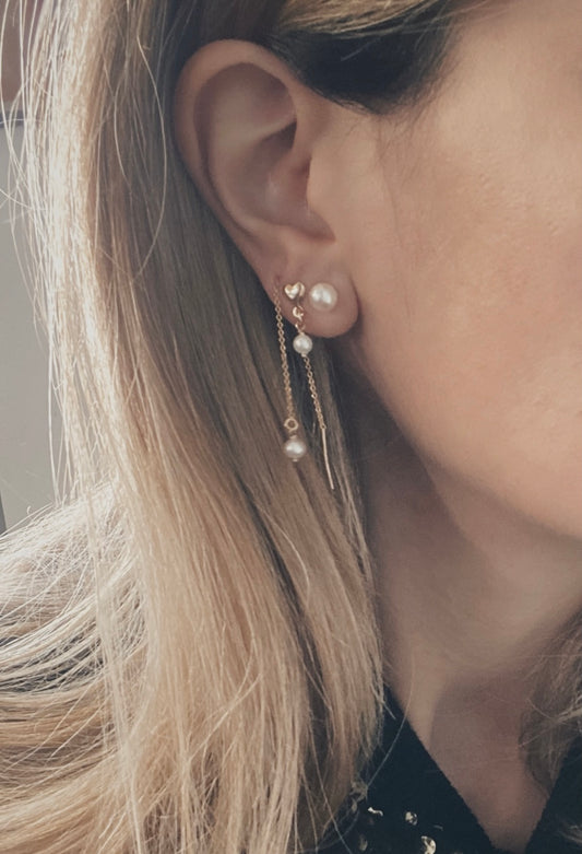 Cable Chain Pearl Earrings