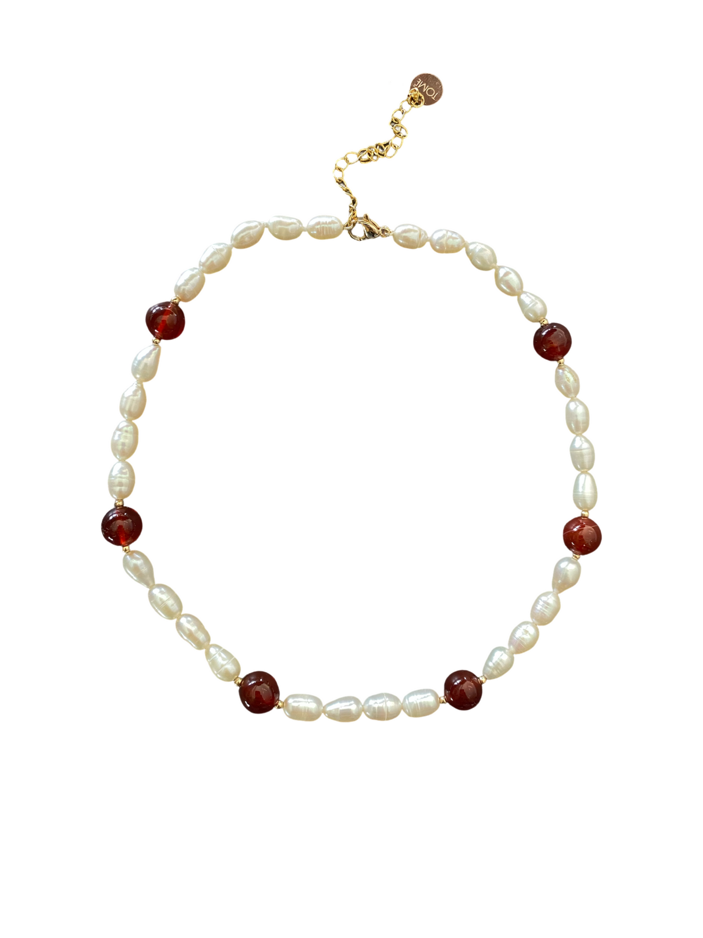 Red Agate & Pearls Necklace