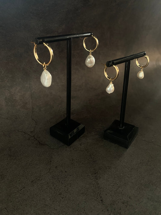 Small Pearl Hoop Earrings